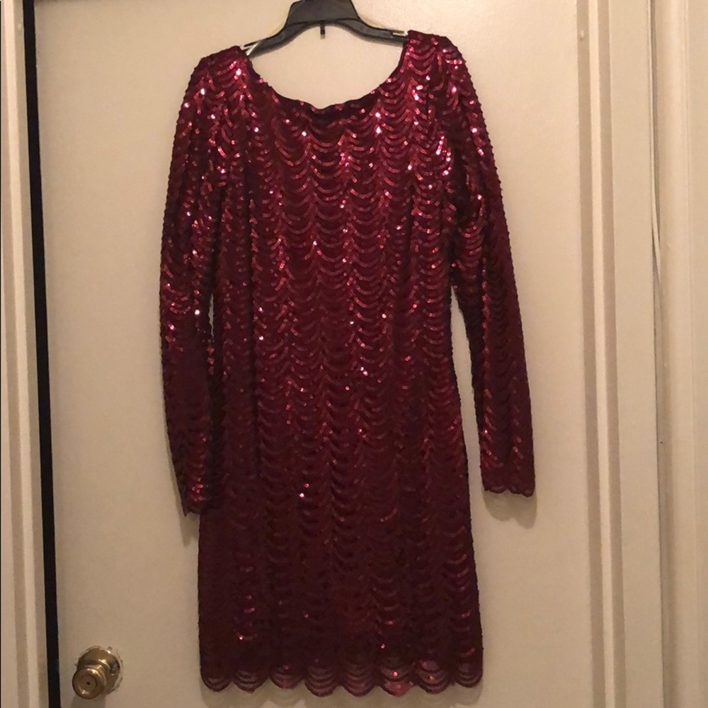 Red sequins mini dress